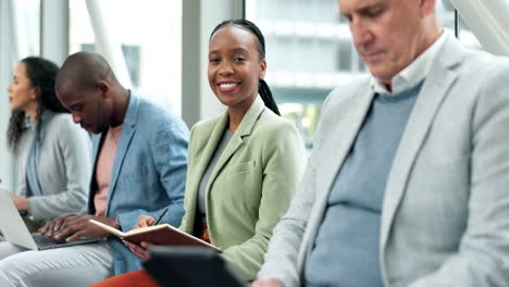 business people, portrait and group in a row