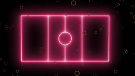 animation of neon glowing sports field on black background