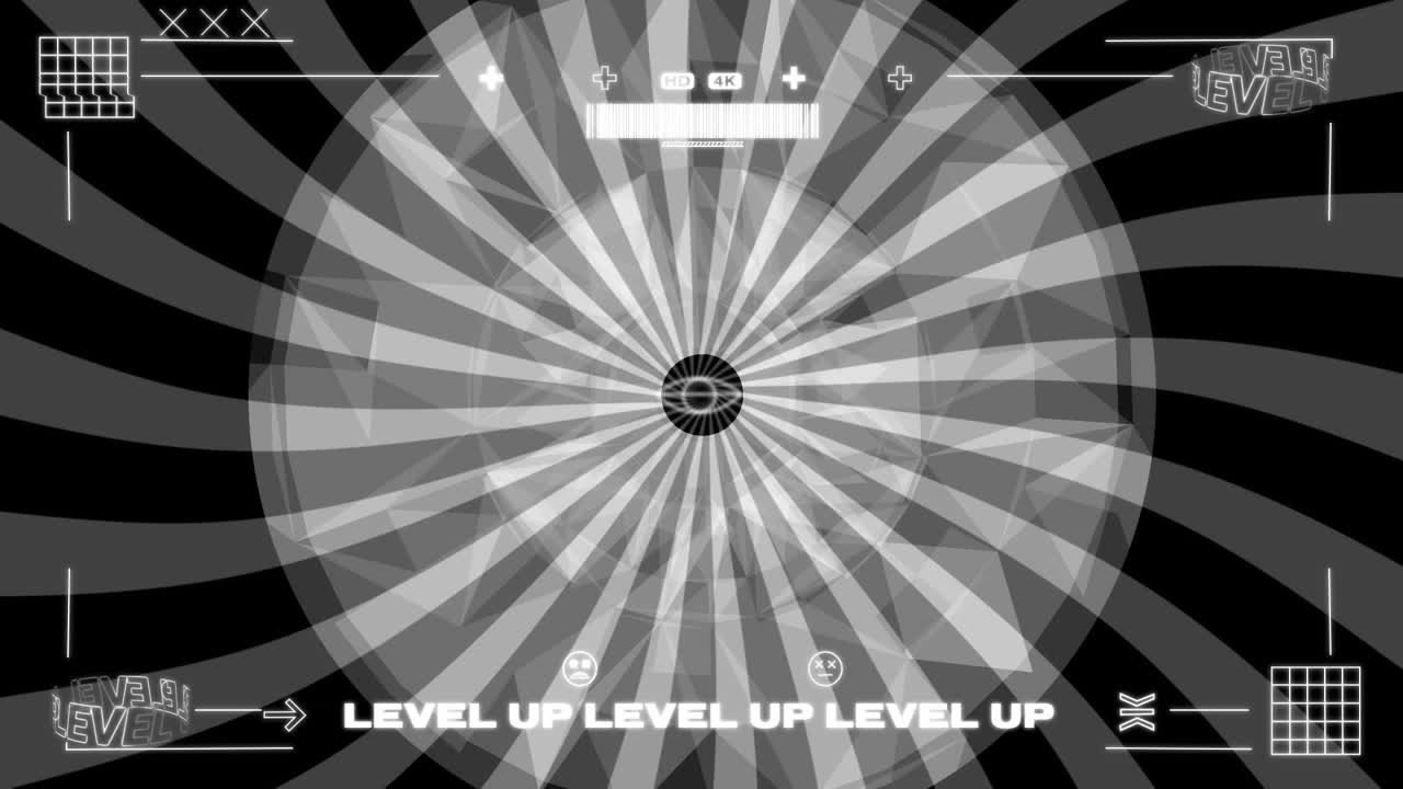 디지털 인터페이스의 애니메이션과 회전 스트라이프를 통해 데이터 처리가