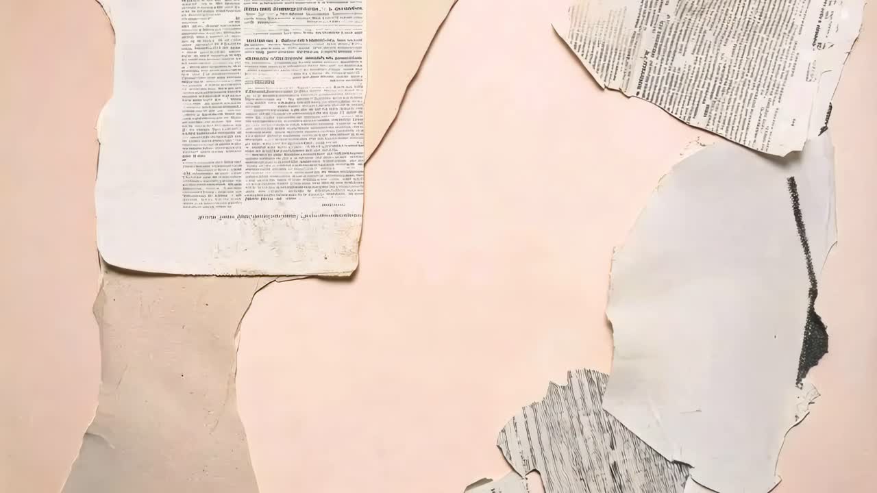 Abstract video concept with torn paper pieces on a pastel background