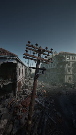 ruined cityscape after war