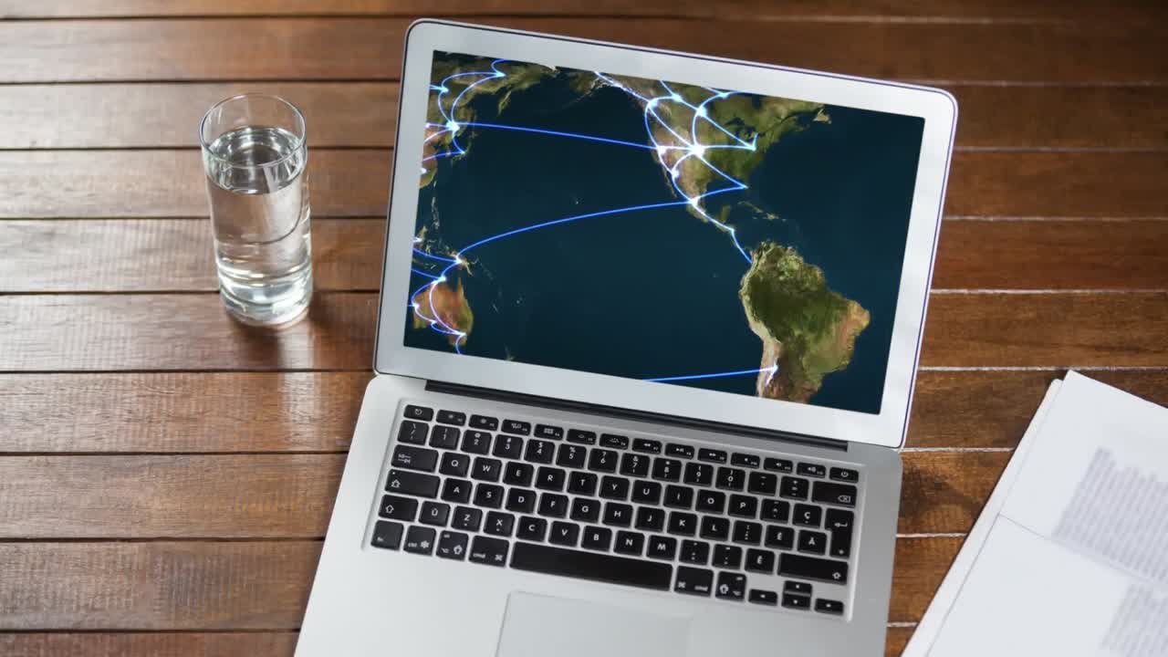 animación de un globo girando en una pantalla de computadora