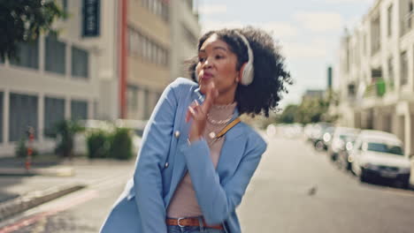 music, street and black woman dance with energy