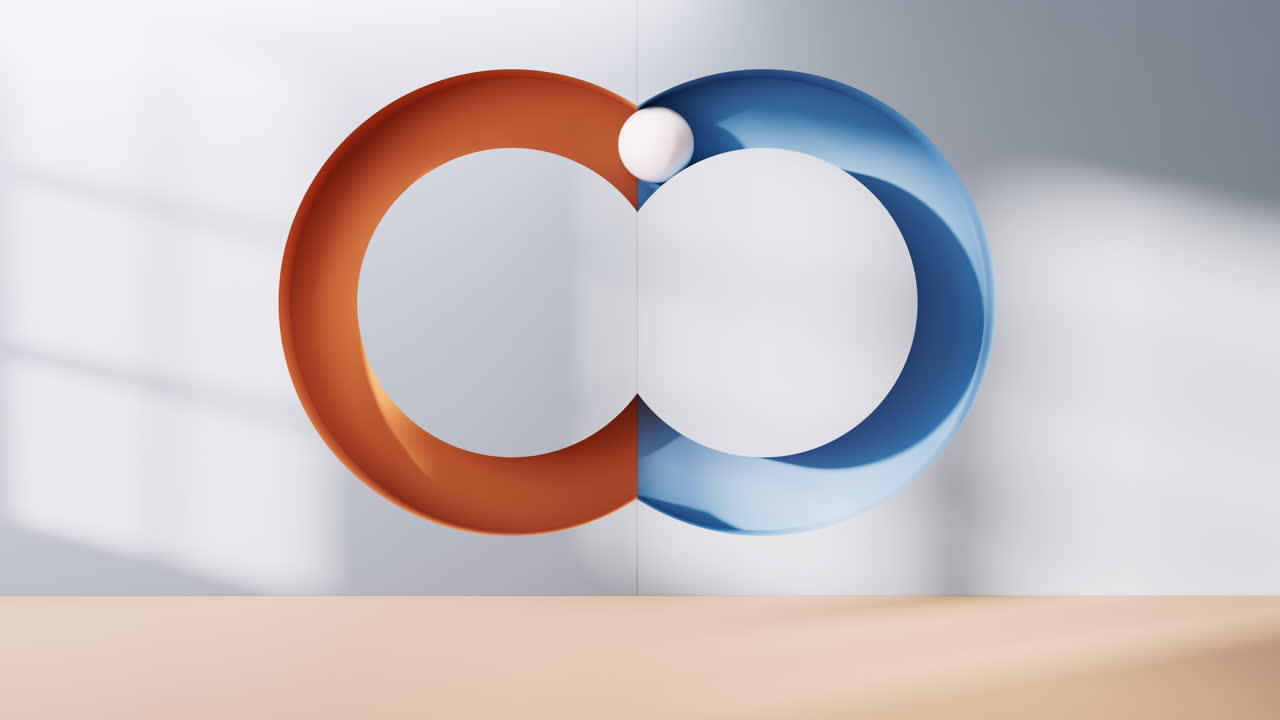 기하학적 모양의 빈 방, 3d 렌더링