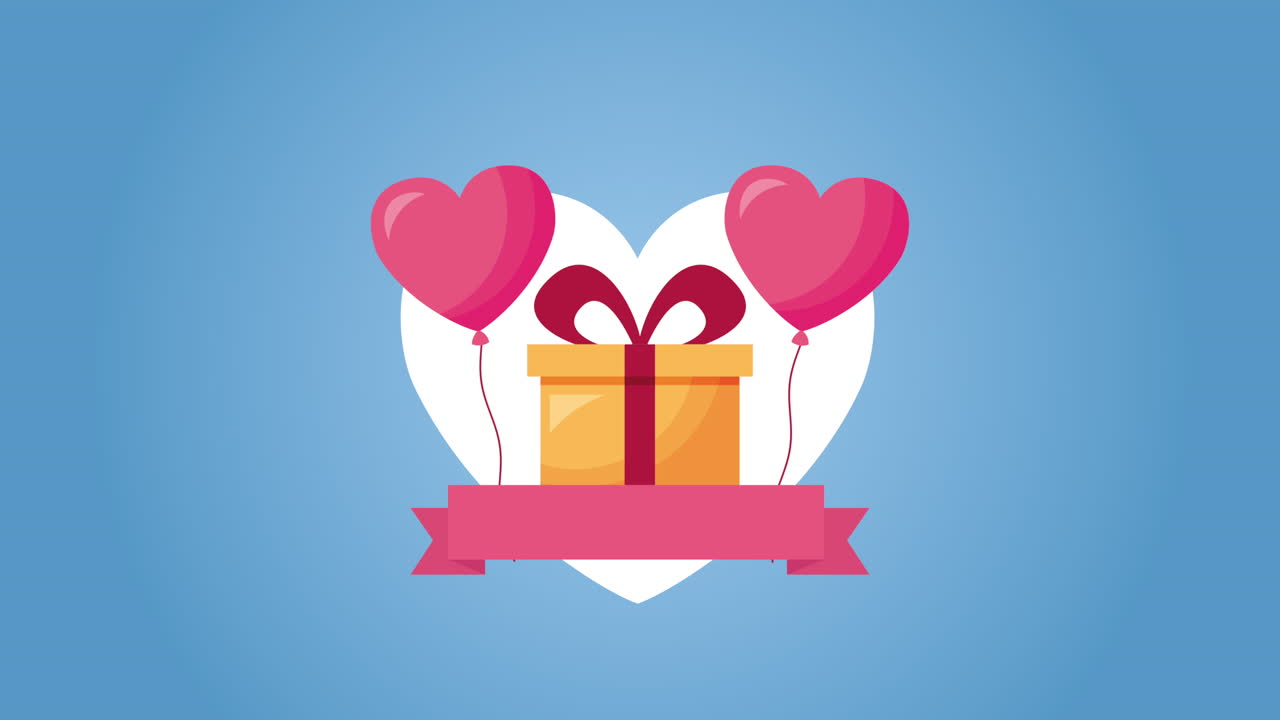 carta animata di san valentino con cuore e regalo