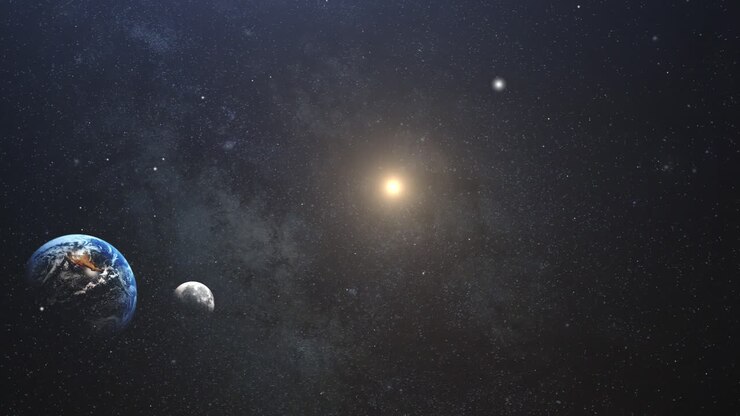 planète terre et lune dans l'espace