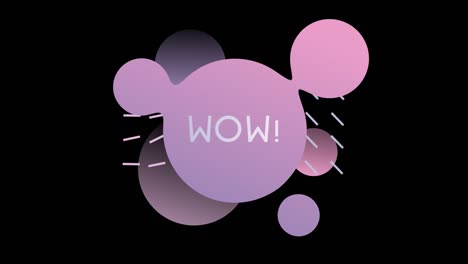 Circle fluid shapes pattern background abstract composition with text WOW. Abstract liquid shapes. Fluid flat design in gradient colors.