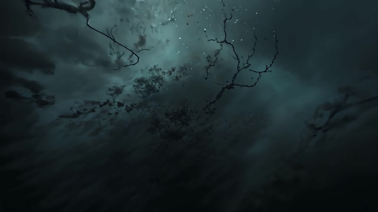 Eerie Dark Sky with Trees