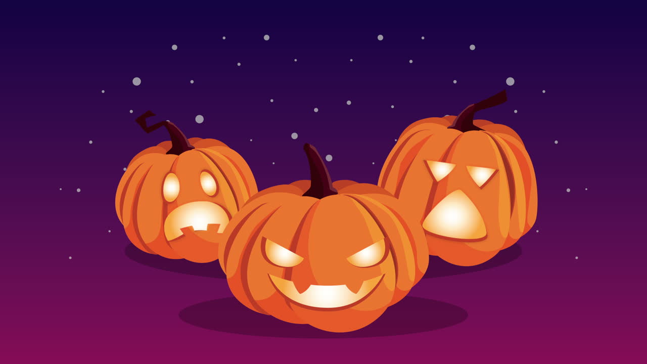 Three Halloween Pumpkins