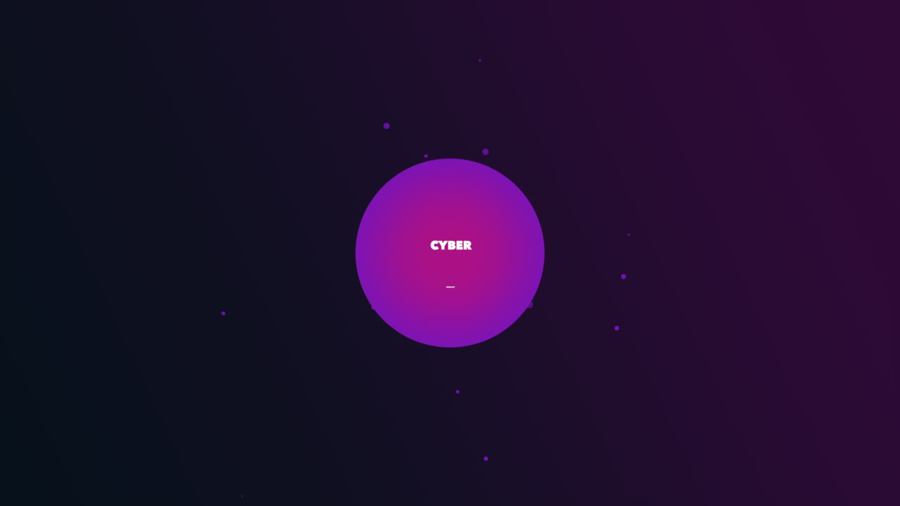 Modern Cyber Monday text with neon circle on purple gradient