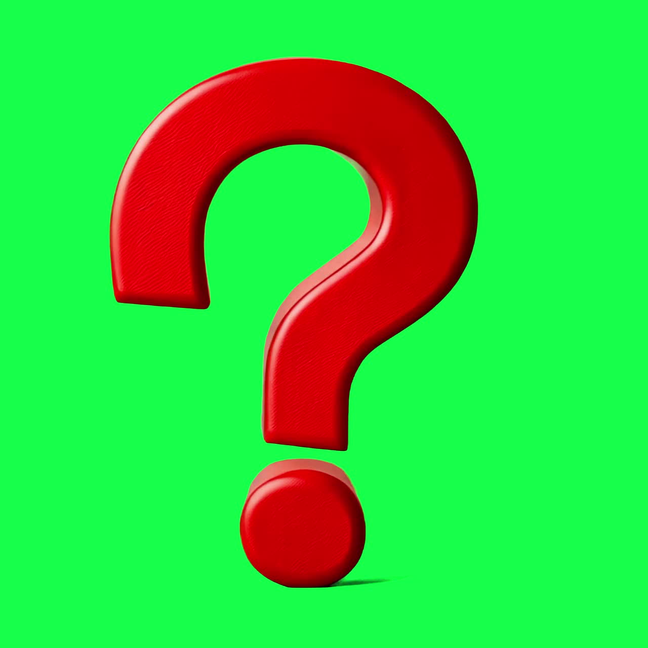 Red question mark animation, transparent 4K video, green screen