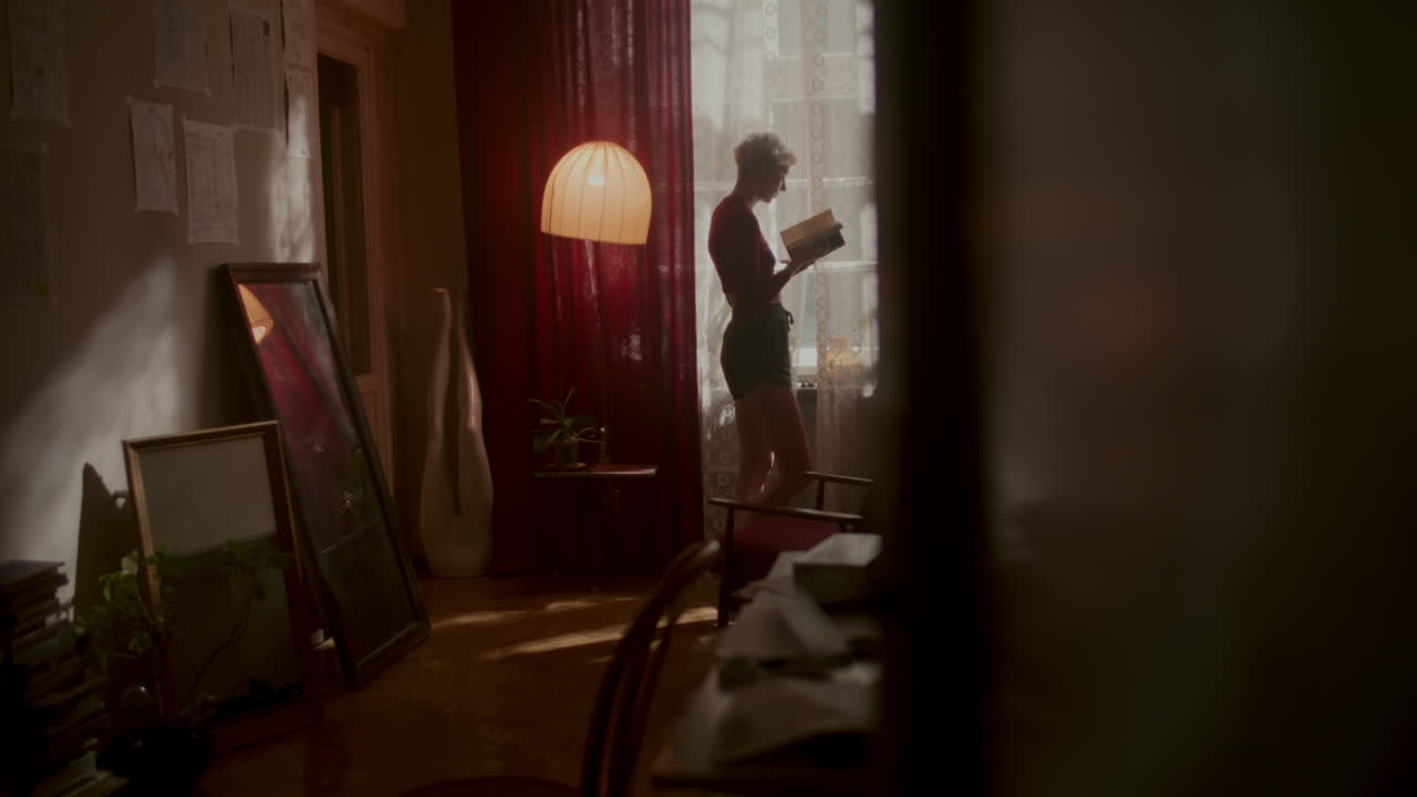Woman Reading in a Vintage Apartment