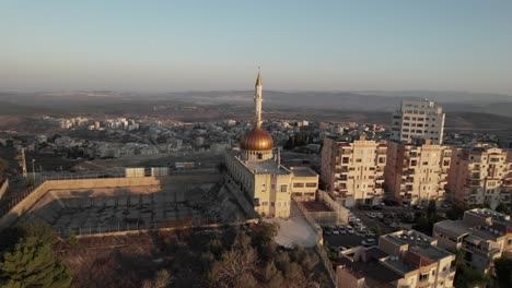 muslim mosque the great mosque of nazareth drone footage over israel