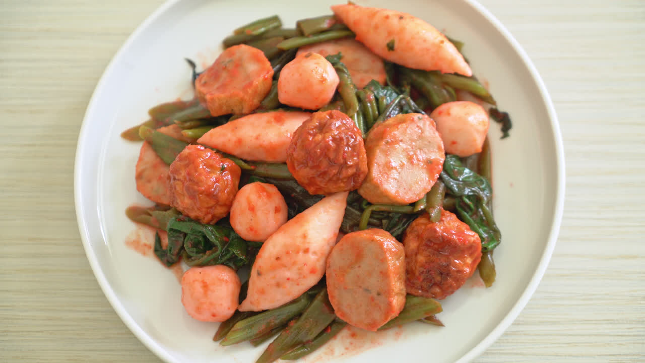 엔타포 소스를 곁들인 생선구이 볶음 - 아시아 음식 스타일