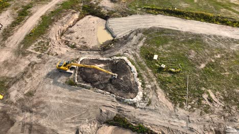 aerial rotation around a digger machine