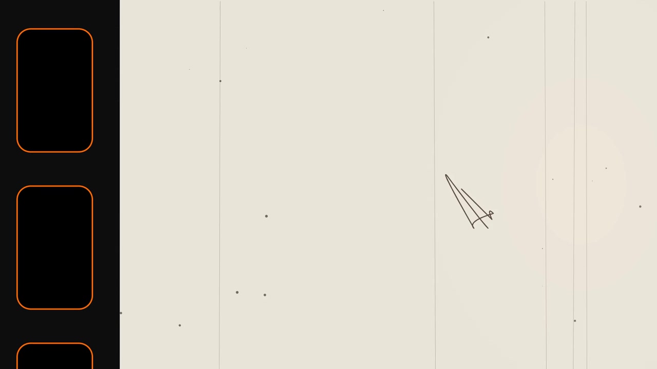 Vintage Film Reel Overlay with Hand-Drawn Paper Plane Animation