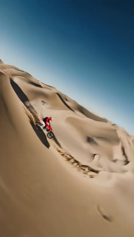 dirt biking on sand dunes - pov and overhead shots