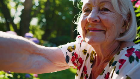 senior woman in garden