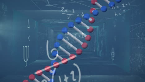 animation of data processing and dna strand on black background