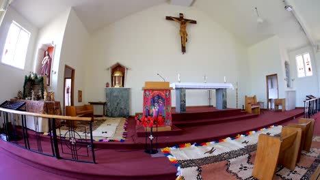 shot of religious chapel or funeral home for funeral service