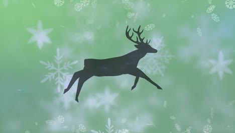 Animation-of-reindeers-moving-over-falling-snow