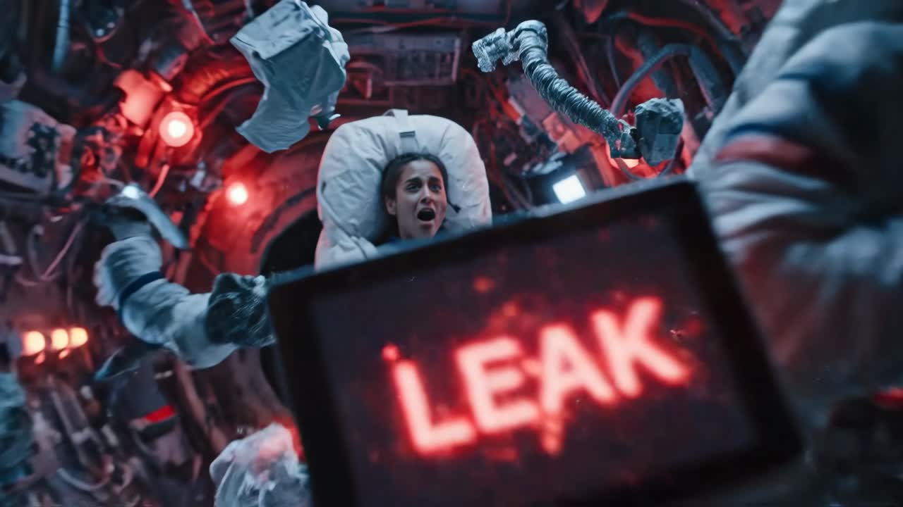 Astronauts React to Emergency Leak on Spaceship