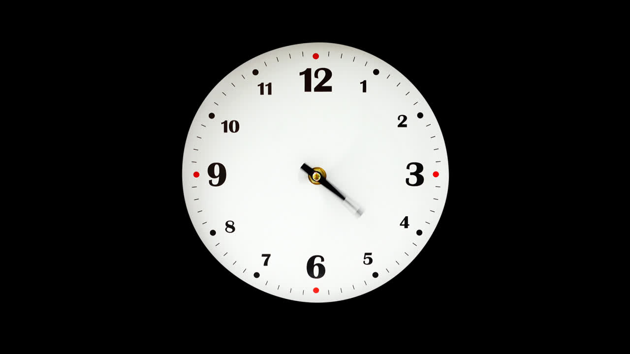 Shooting of hours. Time lapse. Alpha channel included. Shooting of the dial of hours