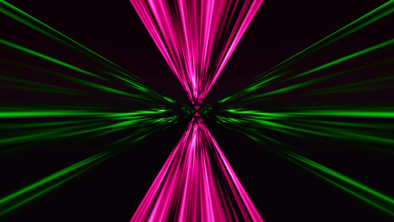 Neon lights expanding from center on black background. 3d animation loop