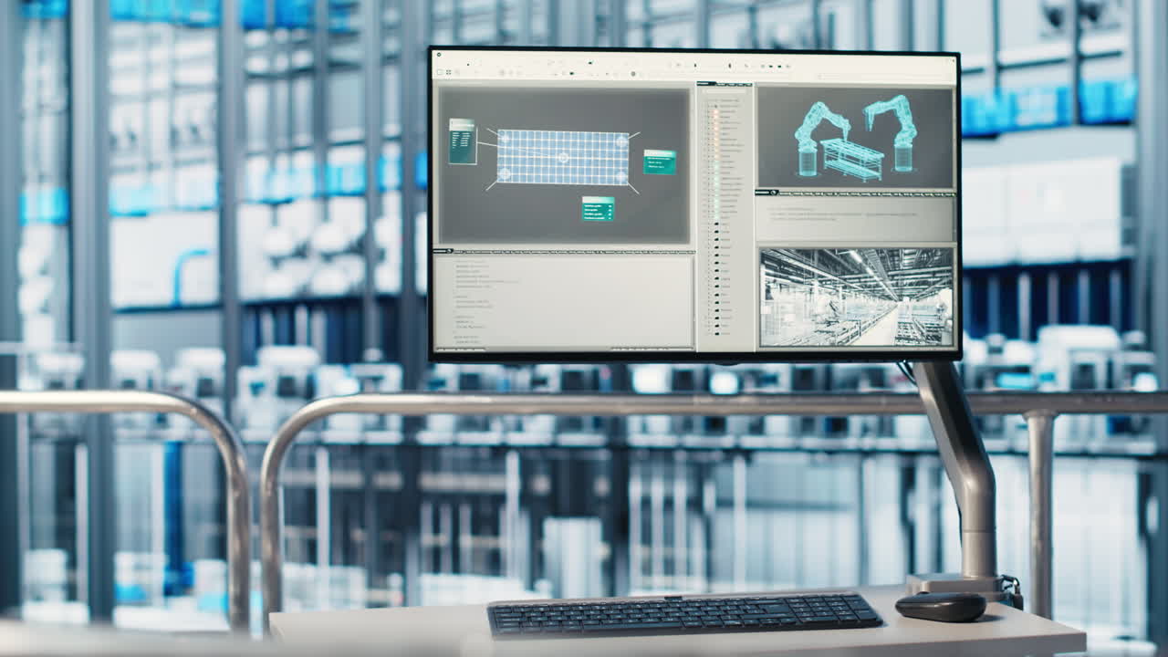 software di tracciamento visualizzato sul monitor nell'impianto industriale industry 4.0