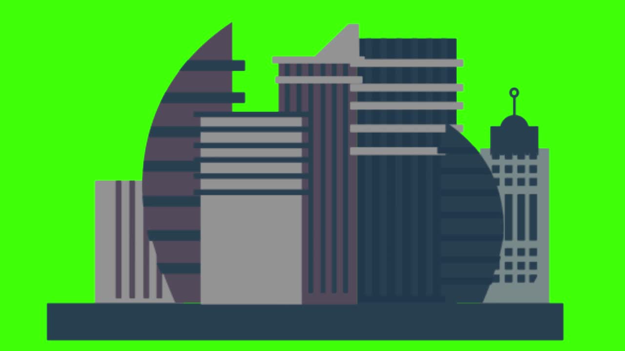 schermo verde, edifici, grattacieli