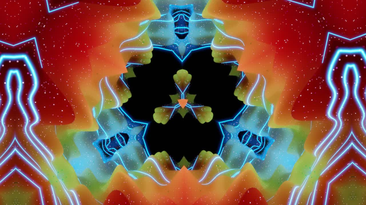 estructuras 3d simétricas abstractas con animación en bucle, gradientes multicolores suaves. efecto caleidoscopio con ondas fractales abstractas. hermoso fondo abstracto con patrón 3d.