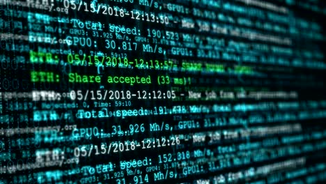 pantalla de visualización de la red de cadena de bloques y el fondo del concepto de código binario de programación.