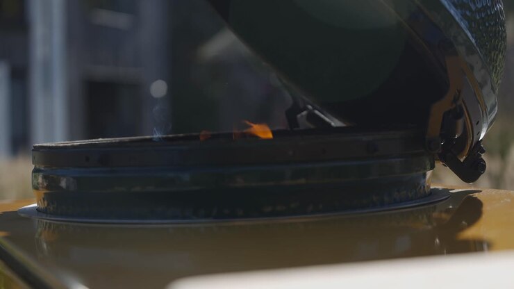 Outside BBQ container lid open