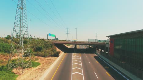 aerial of cars passing under the camera, israel