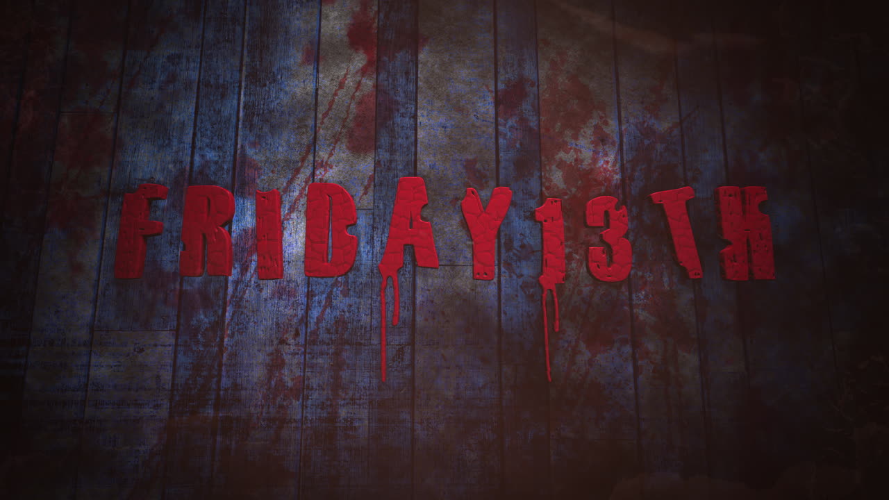 viernes 13 en el horror grunge textura de madera con sangre roja en la habitación