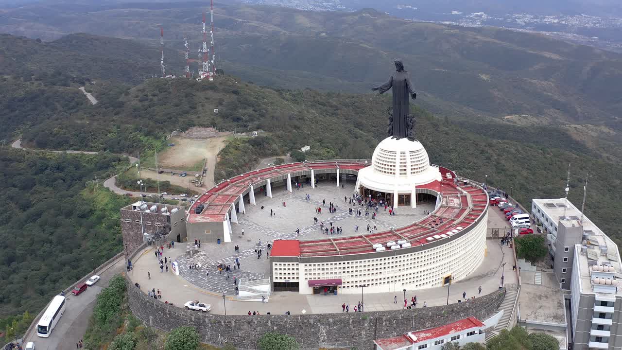 Aerial: Cristo Rey, dome, Silao, Guanajuato Mexico, drone view