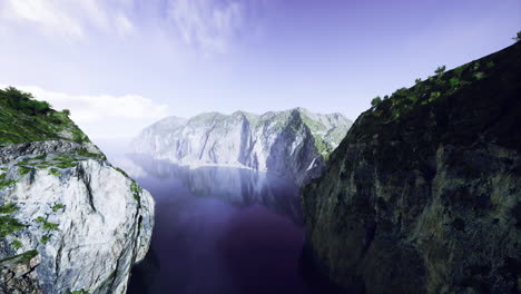 breathtaking view of cliffs and tranquil waters at dawn in a serene landscape
