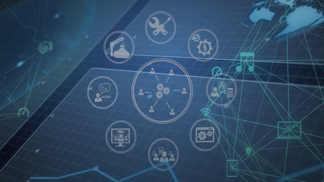 animación de la red de conexiones a través de la red