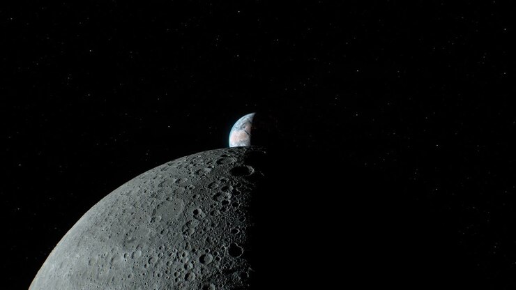 Nascer da Terra acima da Lua