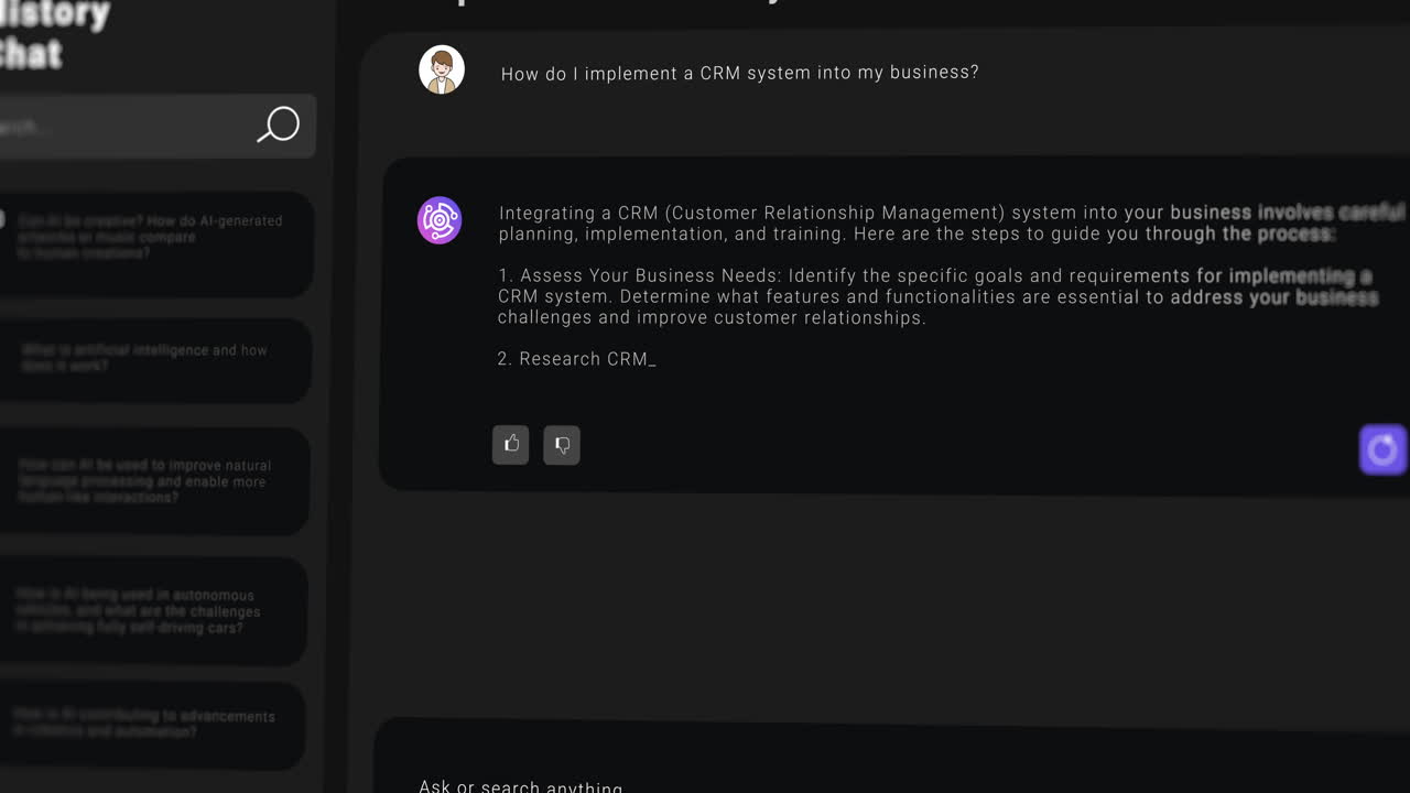 화면 위에서 채팅 데이터 처리의 애니메이션