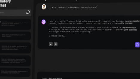 animación del procesamiento de datos de chat sobre la pantalla