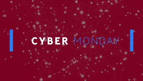 Animation of cyber monday sale text over networks of connections