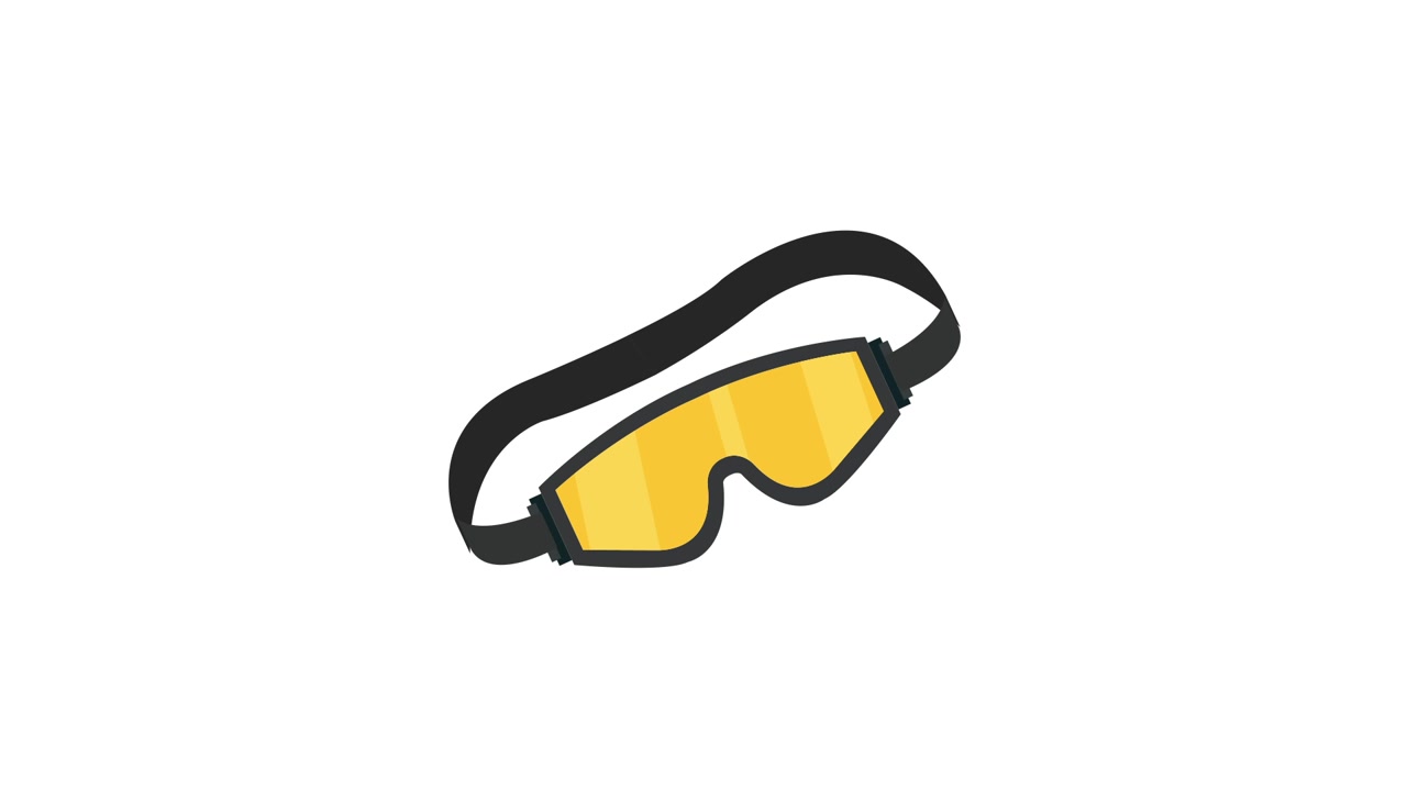 Animated Yellow Safety Goggles Appearing on White Background