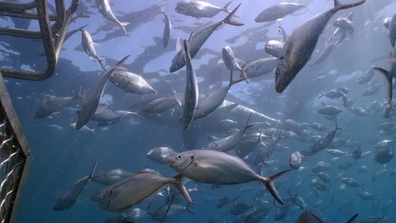 gran tiburón blanco con cicatrices de batalla carcharodon carcharias 4k primer plano de tiburón con cicatrices islas neptuno sur de australia