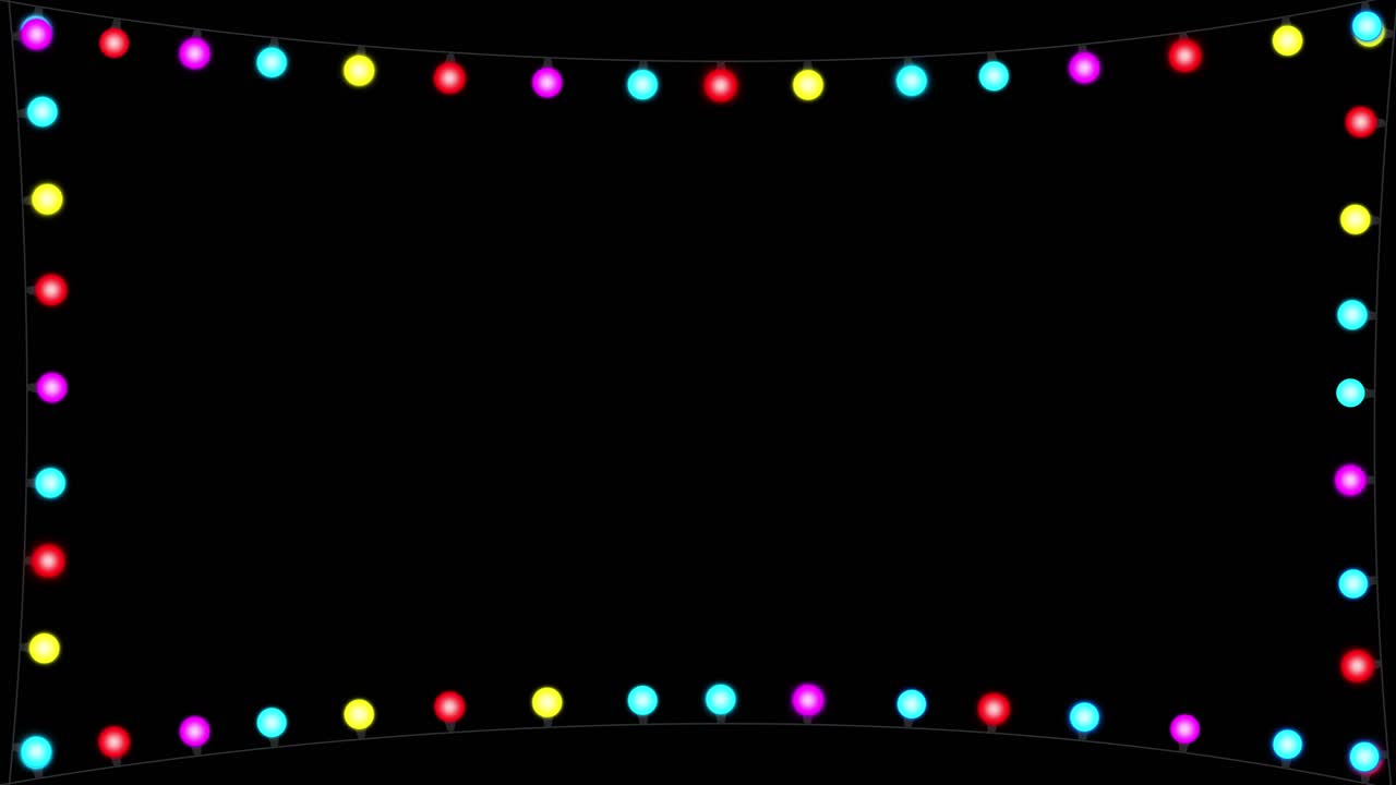 4k corner frame and border with copy space colorful light bulb string with flashing light bulbs 3d