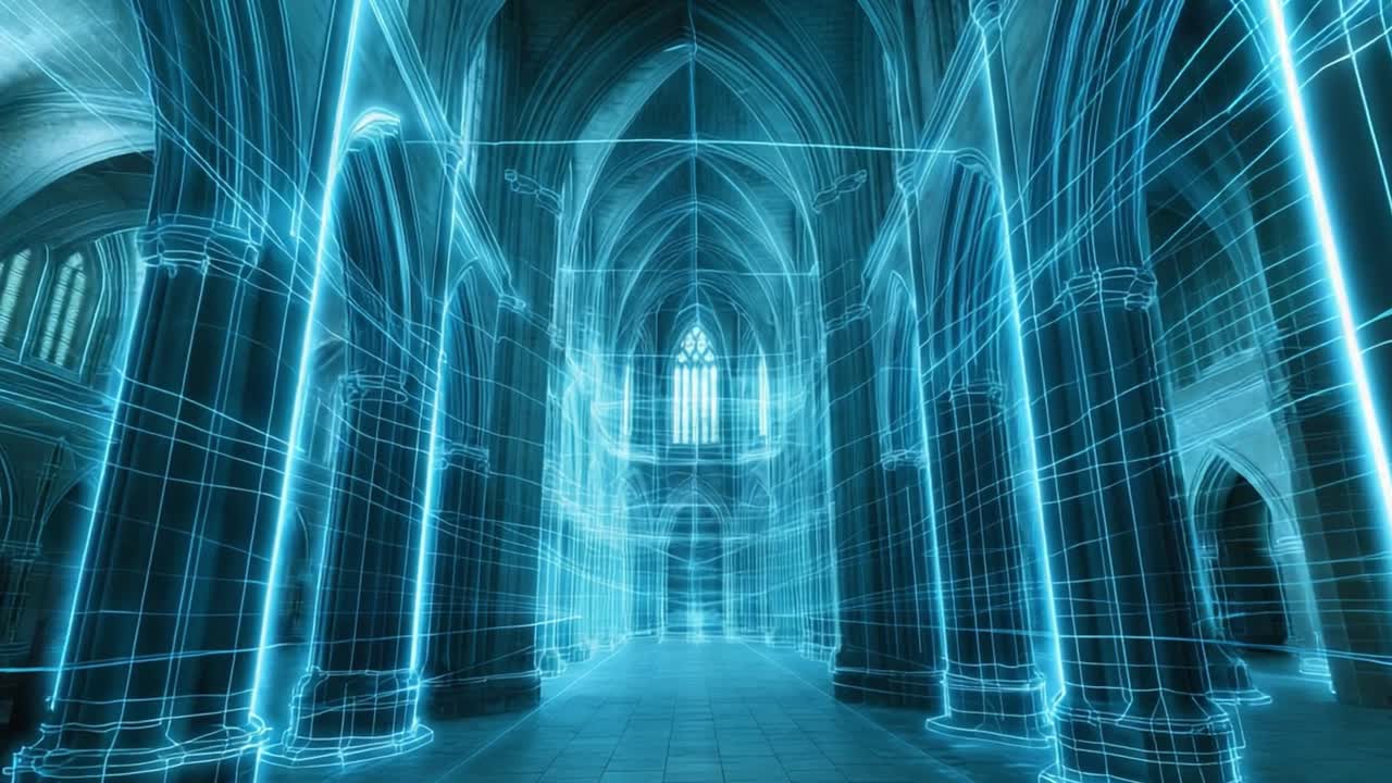 3D render of a gothic church interior