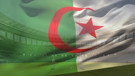 animation of waving flag of algeria over stadium