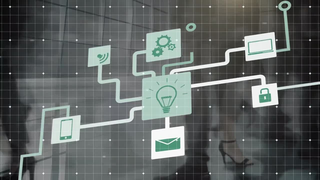 animación de la red de conexiones a través de la oficina