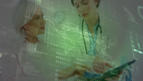 animation of medical data processing over caucasian woman patient