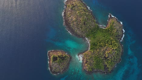 Exploring-the-Cousteau-Reserve:-Aerial-Views-of-Marine-Splendor-in-Guadeloupe,-Captured-in-60fps